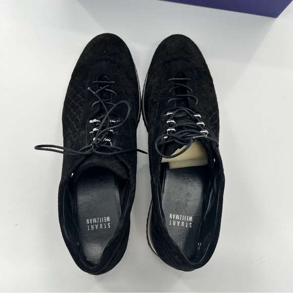NWT Stuart Weitzman Relay Quilted Suede Sneakers Black Globe Shoes 8.5 N - Picture 10 of 10